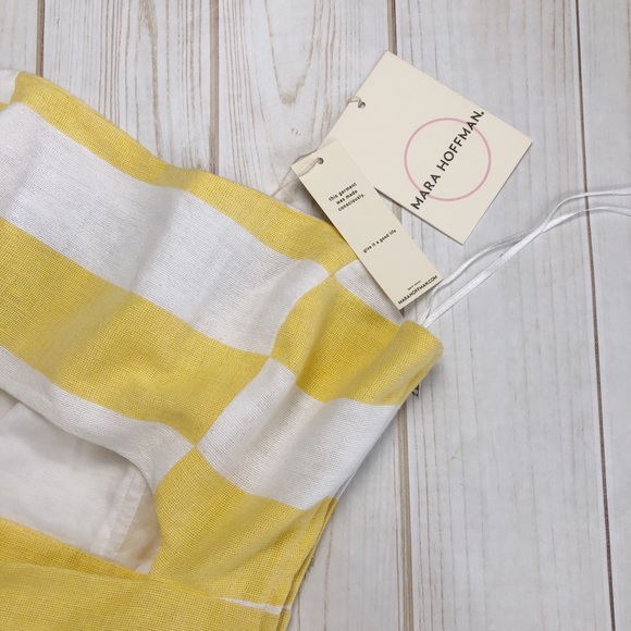 Mara Hoffman Cutout Striped Midi Dress Yellow Sz 4 - Picture 4 of 6